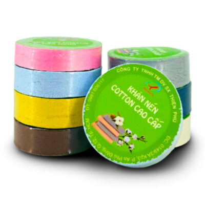 COMBO 5 Khăn Mặt Nén Cotton Du Lịch Thiện Phú 30*75*65g Tái Sử Dụng